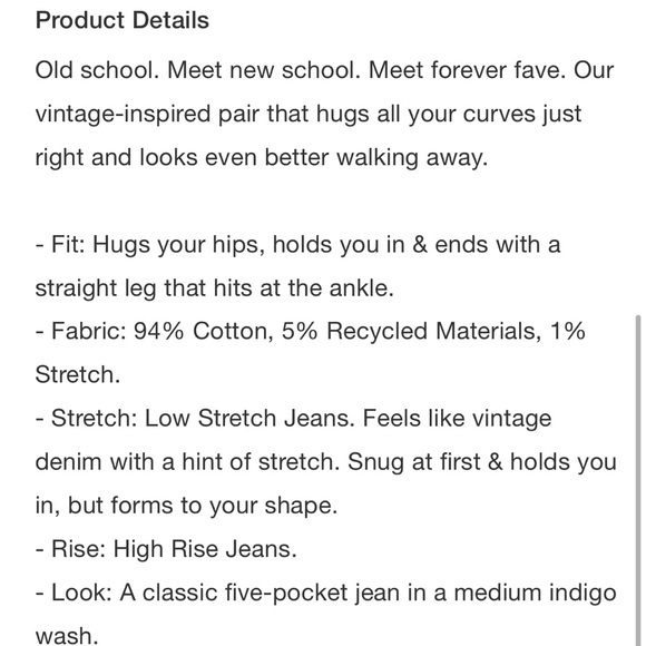 New Gap Straight Jeans High Rise Cheeky Washwell 28 short / cropped - Picture 5 of 6